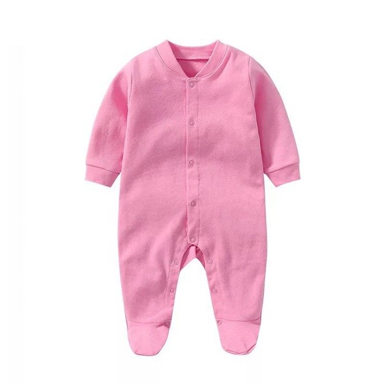 Custom high quality cotton fleece button up crew neck baby rompers infant toddler kids jumpsuits casual warm babies romper
