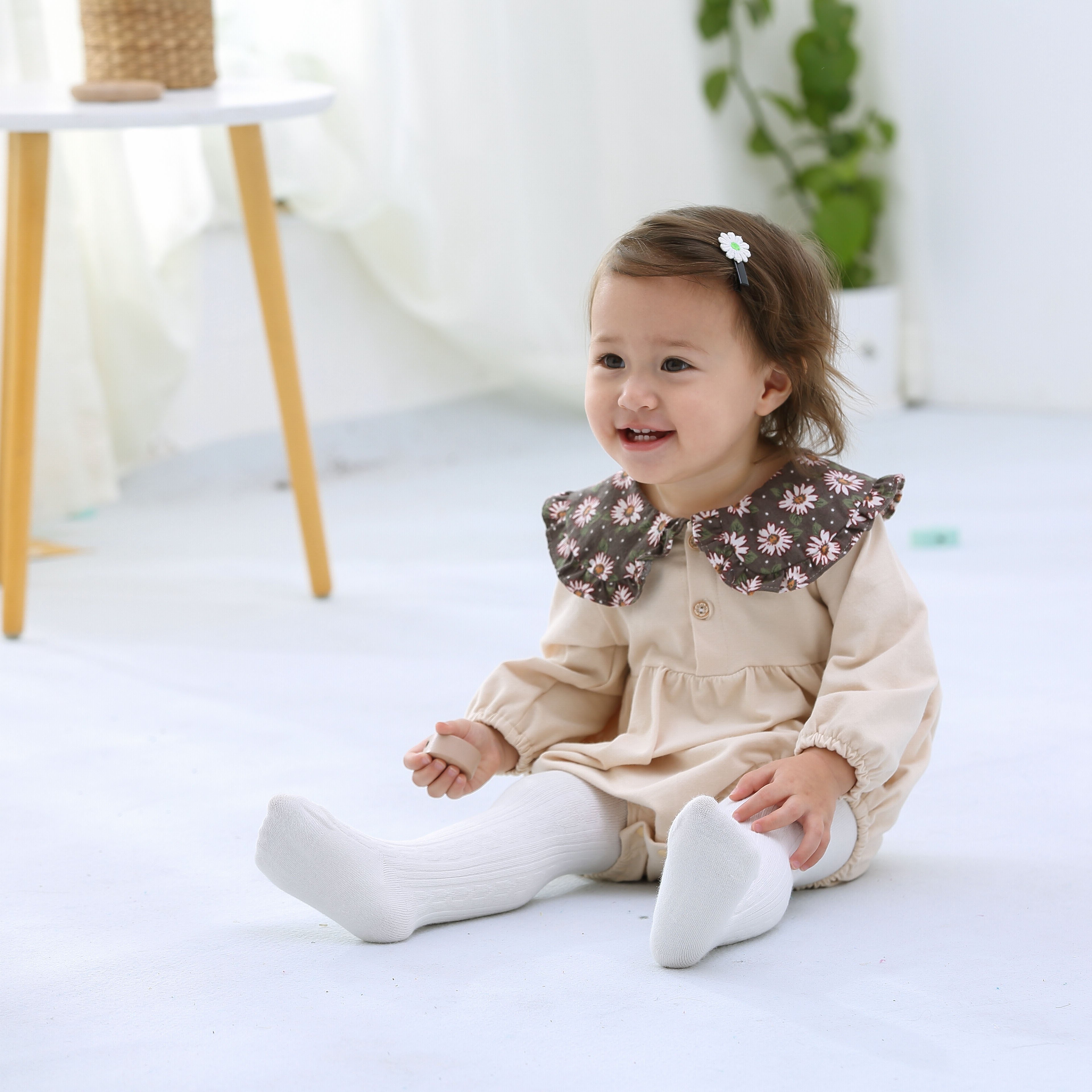 New design autumn snap crotch bodysuit long sleeves ruffle girls baby newborn infant bodysuit with panty 2 pieces set