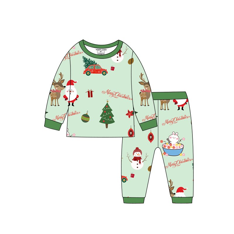 Custom design christmas print baby Romper zipper boutique newborn long sleeve baby 2pc clothes clothing sets