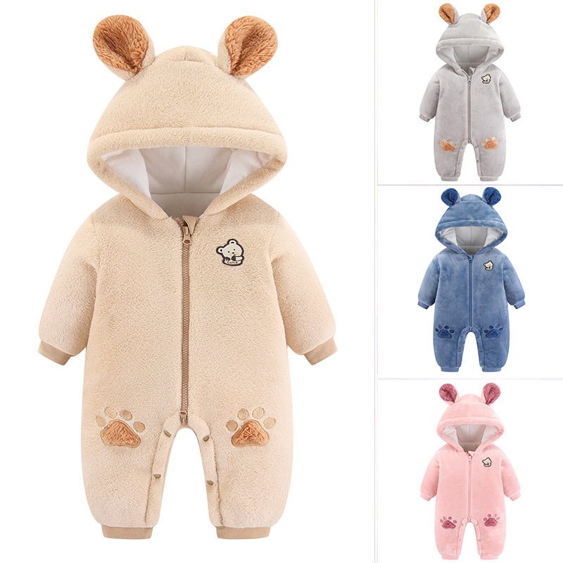 3-24m Thickened Zipper Hood Animal Baby Romper 6 Style Long Sleeve Baby Rompers Animal Design Newborn Outdoor Clothing