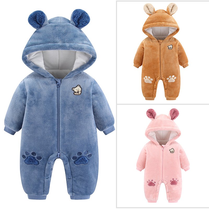 3-24m Thickened Zipper Hood Animal Baby Romper 6 Style Long Sleeve Baby Rompers Animal Design Newborn Outdoor Clothing