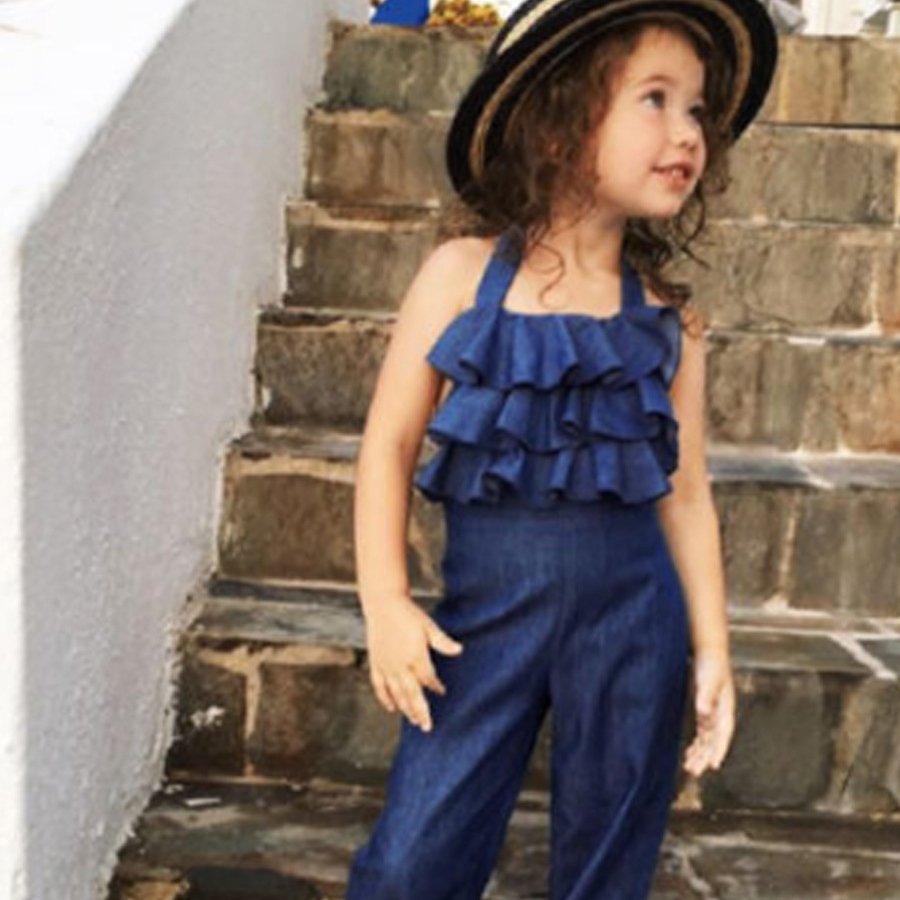 Hot selling products denim Jumpsuit summer clothes for girls