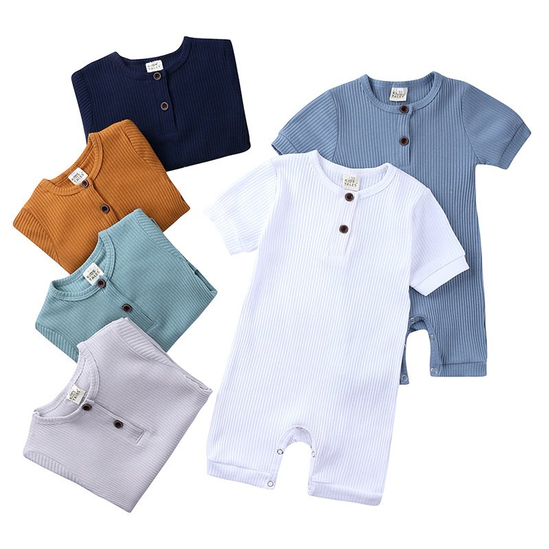 Custom 100% organic cotton baby romper infant onesie ribbed toddler jumpsuits cotton
