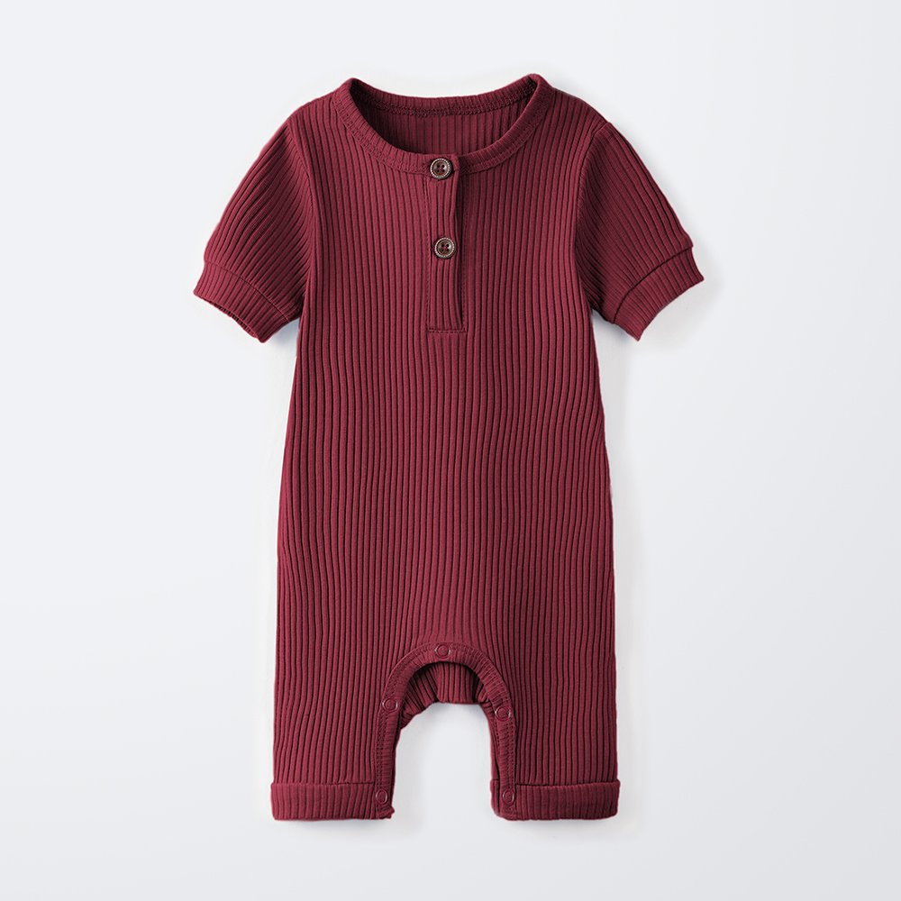 Wholesale 5 Colors Ribbed Snap Down Short Sleeve knit baby girl Newborn Onesies Baby Rompers