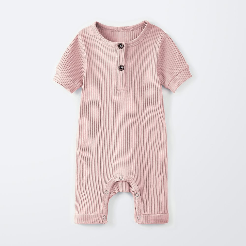 Wholesale 5 Colors Ribbed Snap Down Short Sleeve knit baby girl Newborn Onesies Baby Rompers