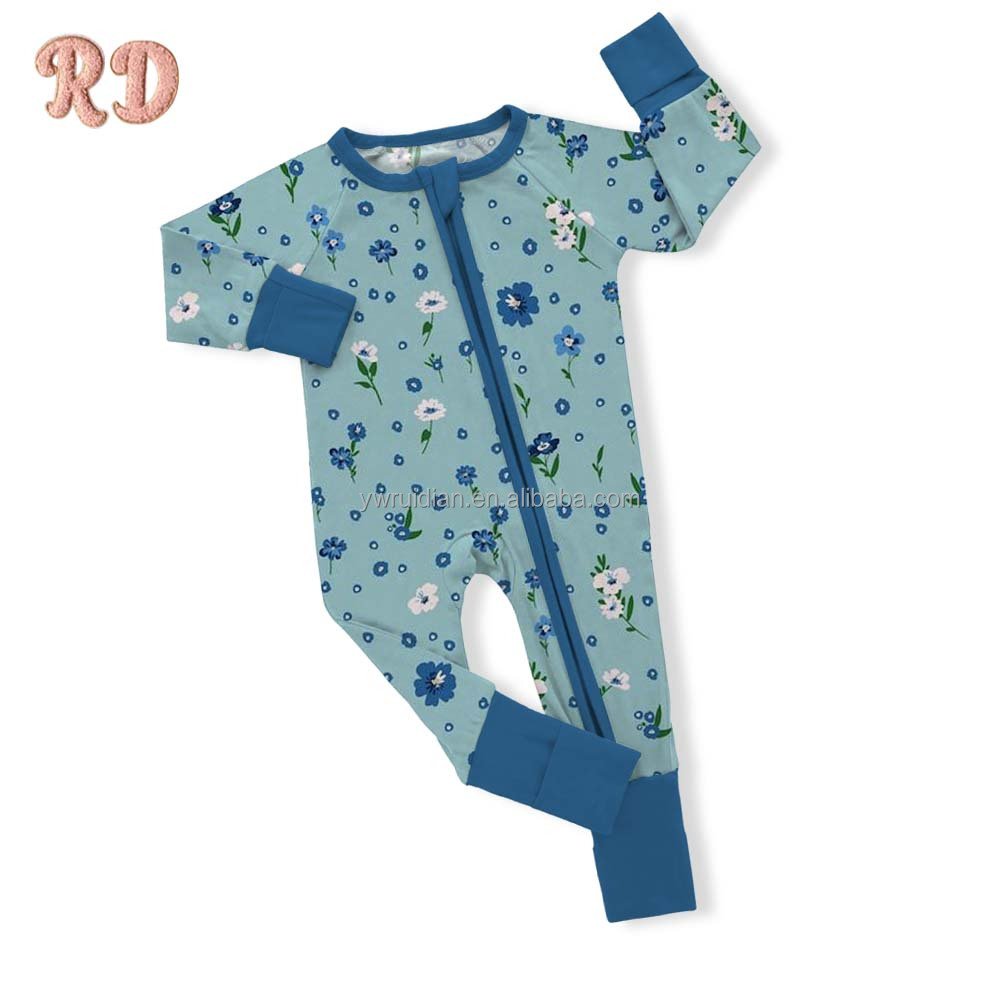 0-3m Infant Romper Little Baby Unisex Clothing Zipper Open Long Sleeve Jumpsuit Footed Romper Toddler Printed One Piece Romper