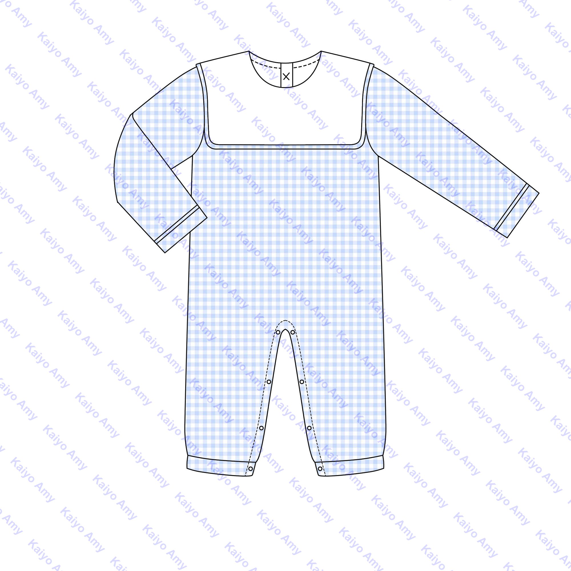New design bib collar baby overalls woven micro gingham longalls one piece jumpsuit puffy sleeve winter baby girl long romper