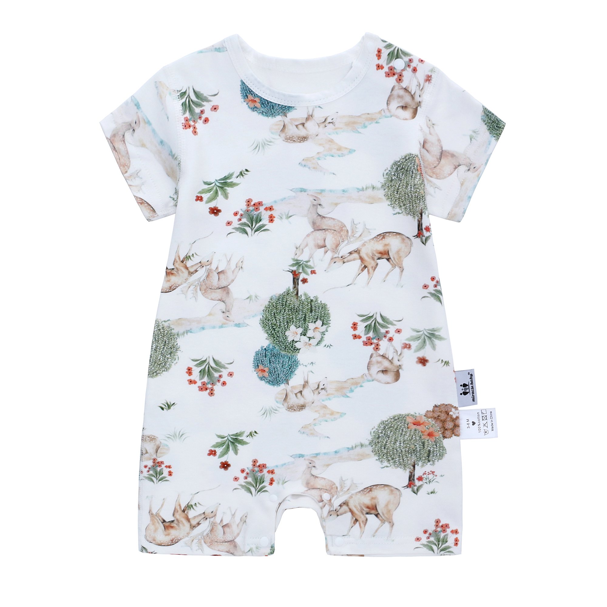 Wholesale 100% Cotton Newborn Baby Romper Short Sleeve Bodysuit Cute Printed Breathable Boys and Girls onesies baby clothes