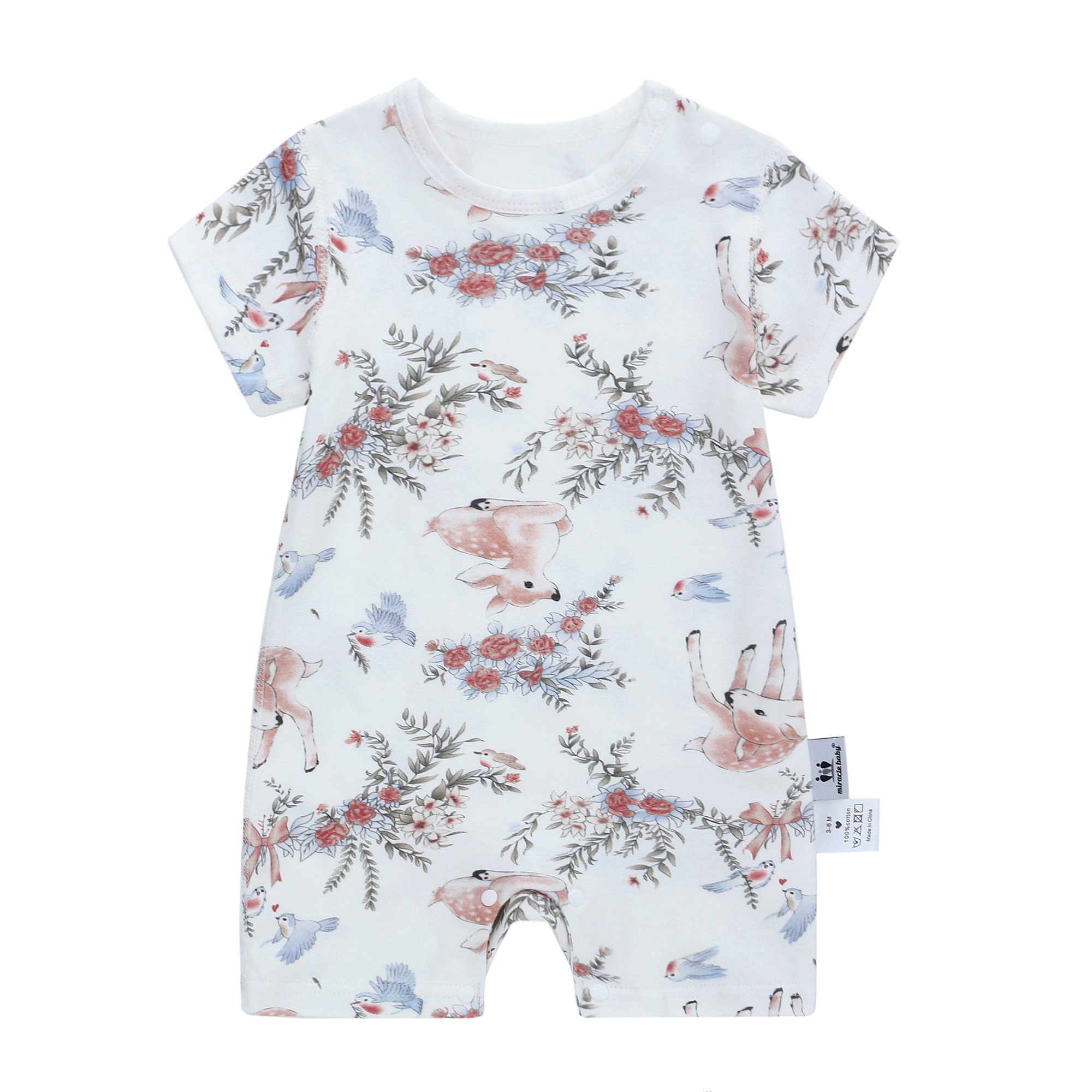 Wholesale 100% Cotton Newborn Baby Romper Short Sleeve Bodysuit Cute Printed Breathable Boys and Girls onesies baby clothes