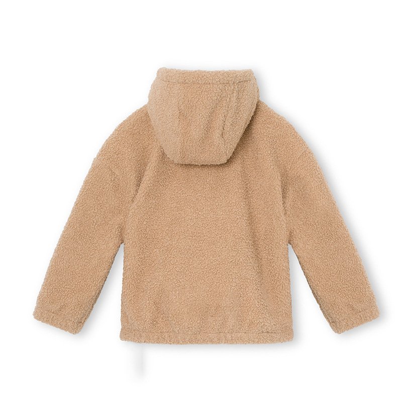 Children's teddy composite wool hooded coat autumn and winter new warm men's and women's baby outing clothes