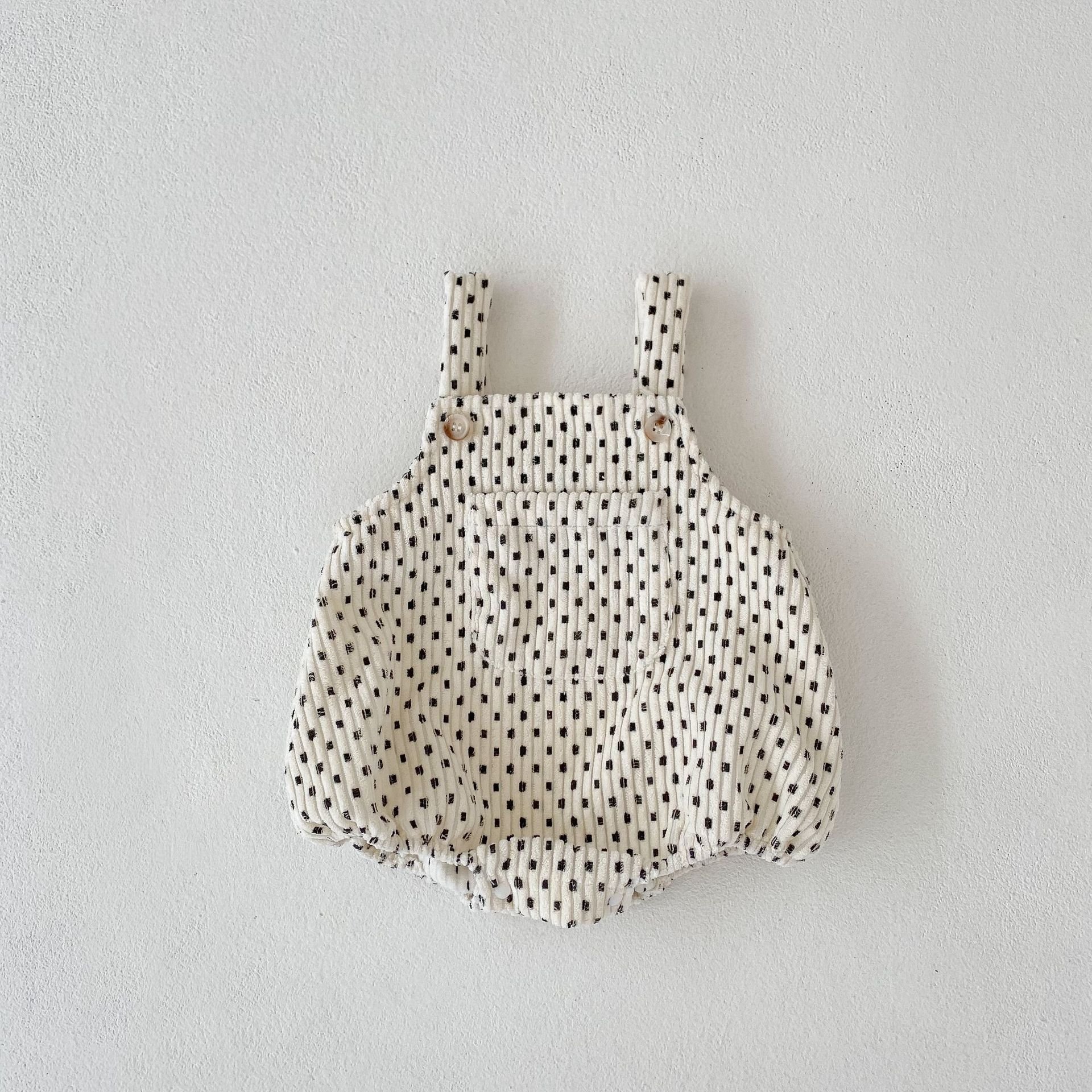 High Quality Corduroy Fabric Newborn Clothes Baby Boys Bodysuits Flora Print Design Strap Kids Bubble Romper Overall Clothes