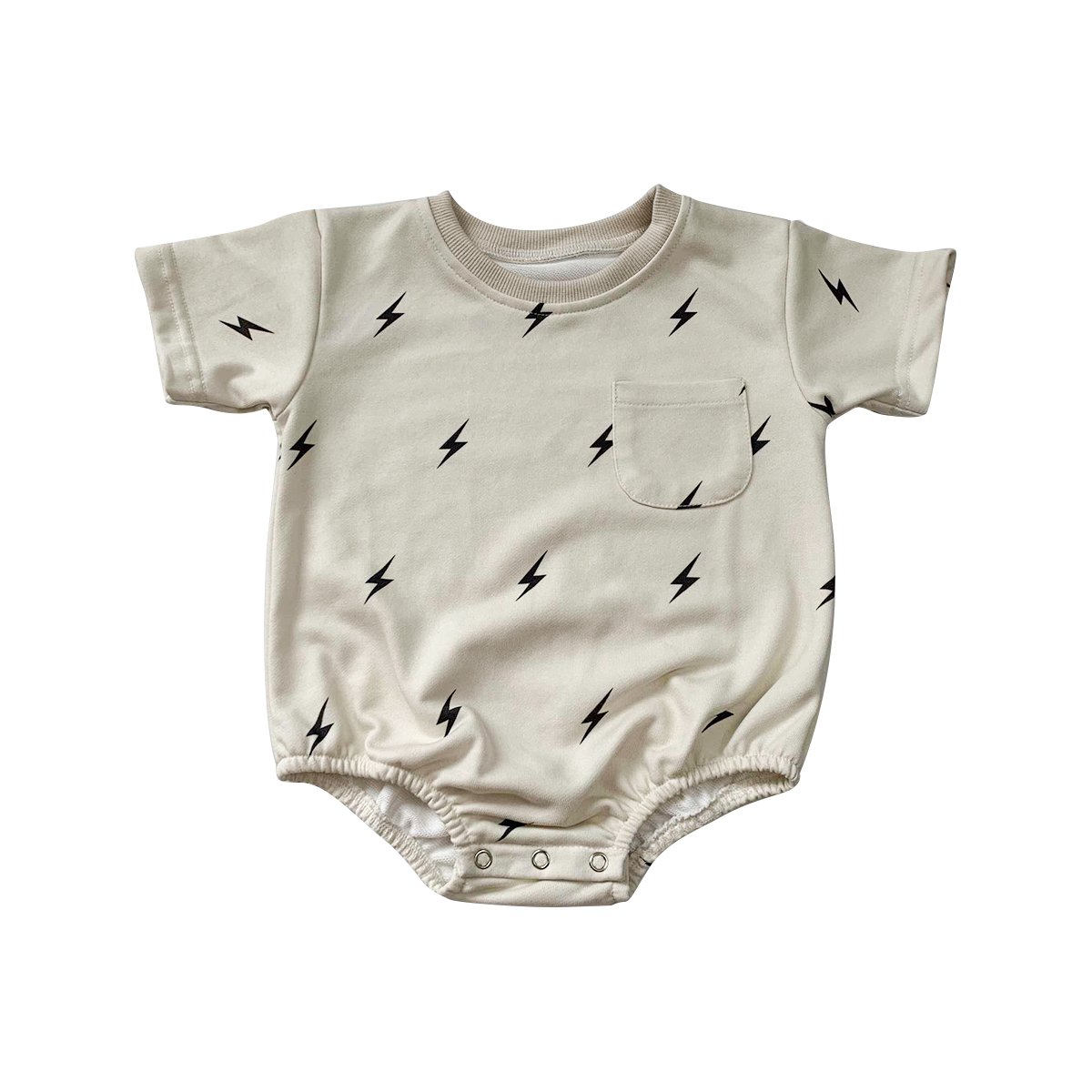 New Arrival French terry lightning pattern short sleeve simple baby rompers for summer