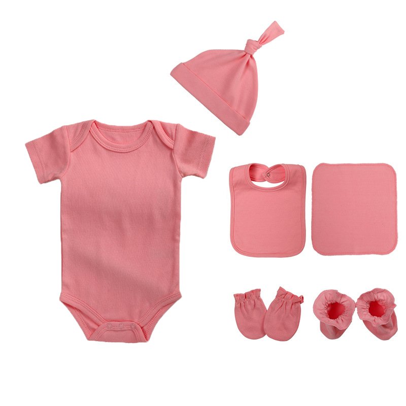 Custom Logo Baby Girls Clothes Short Sleeve 100% Combed Cotton Baby Rompers
