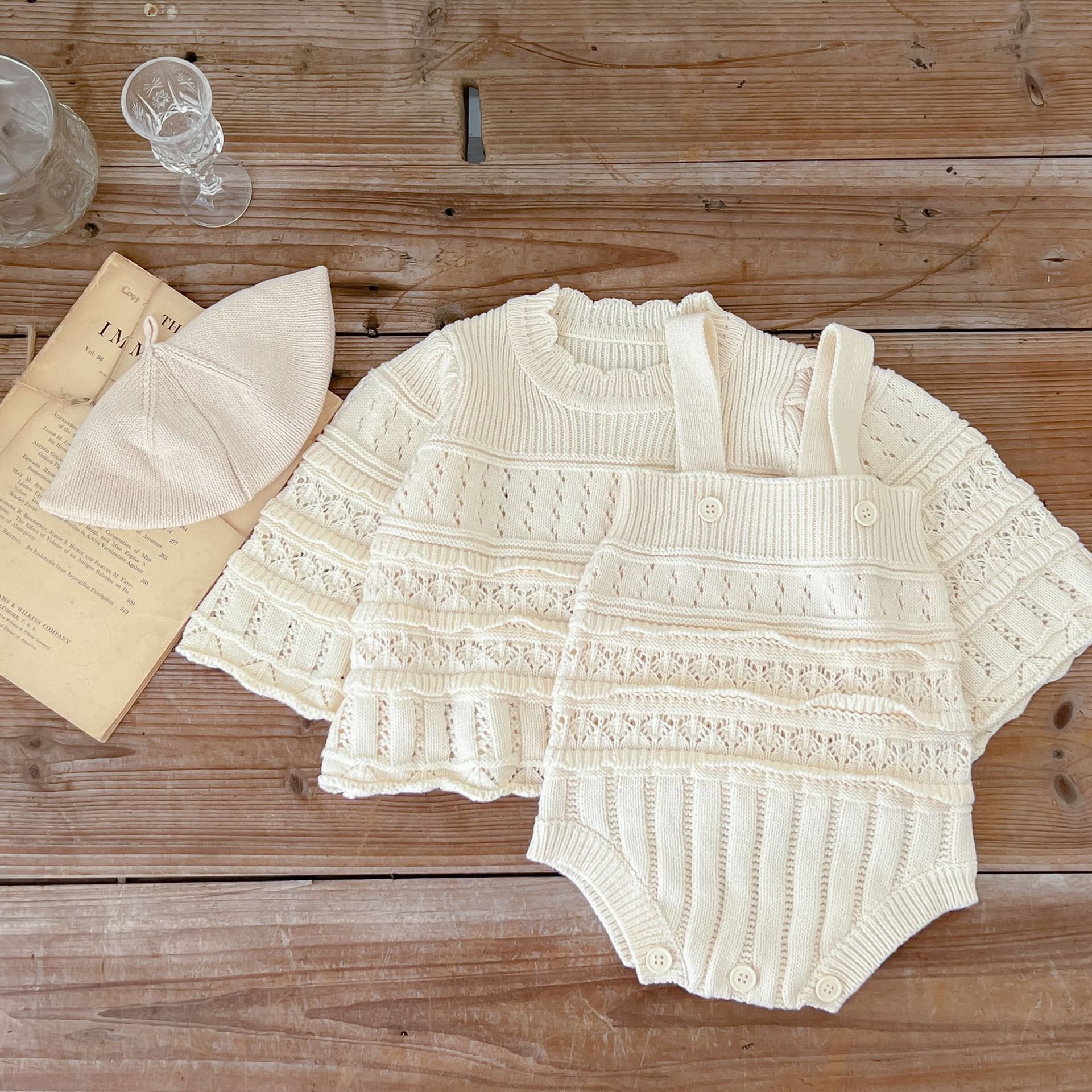 Baby ruffle sleeve romper infant toddler baby rompers sets infant baby girl clothes romper shorts outfit set