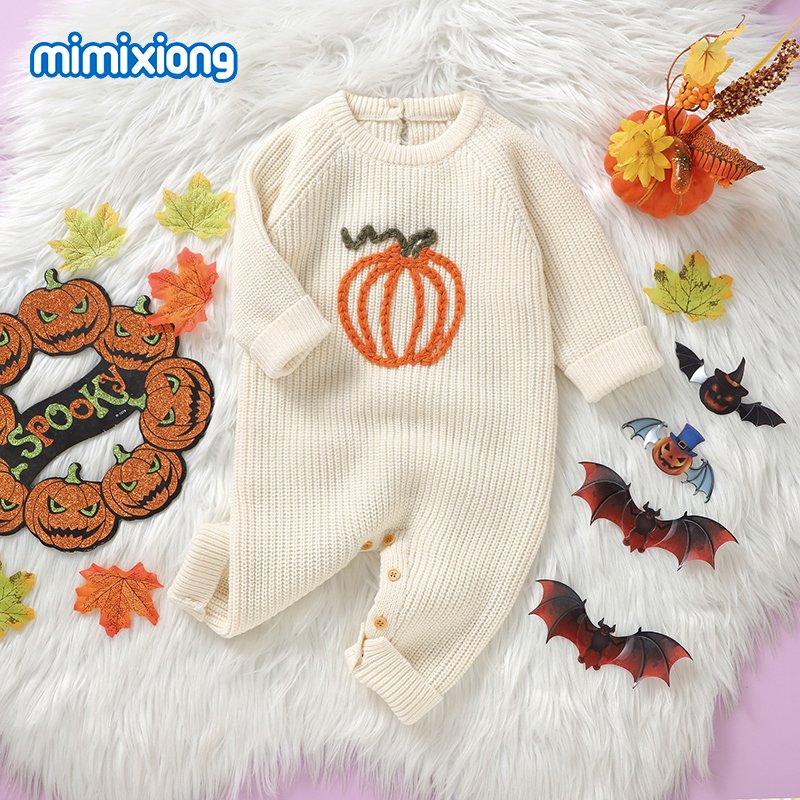 2024 mimixiong newborn Halloween Pumpkin Pattern baby rompers clothing jumpsuits babies Rompers clothing
