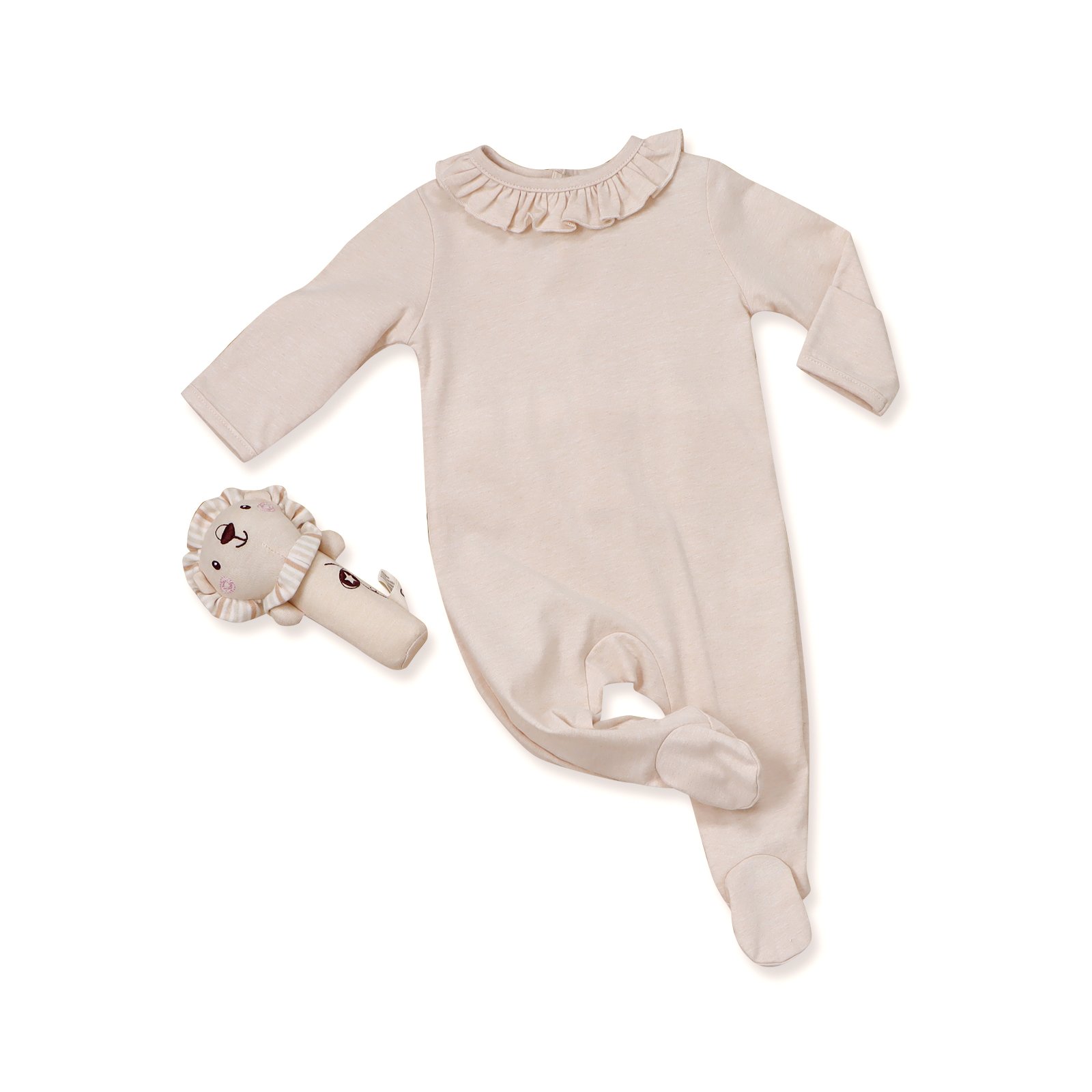 100% Organic Cotton Baby Romper Jacquard Lotus Leaf Girls Baby Romper Bodysuit