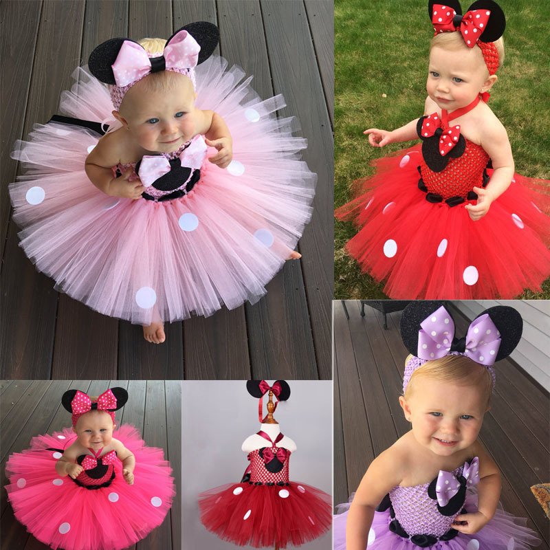 New Style Carton Baby Birthday Dress 1-3 Years Infants Clothes Dress Romper Tutu Skirts 2pcs Baby Girl 1 Year Birthday Dresses