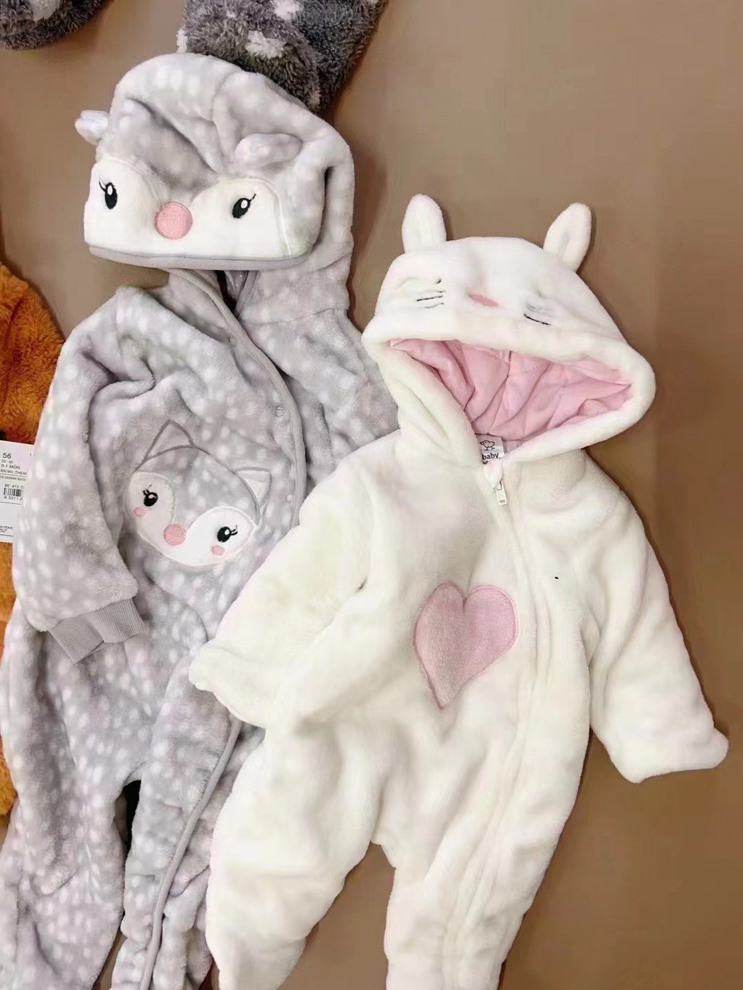 Baby Rompers Winter Coral Fleece Hooded Long-sleeved Romper Newborn Baby Jumpsuit Cover Footed Baby Clothes for Girls Boys