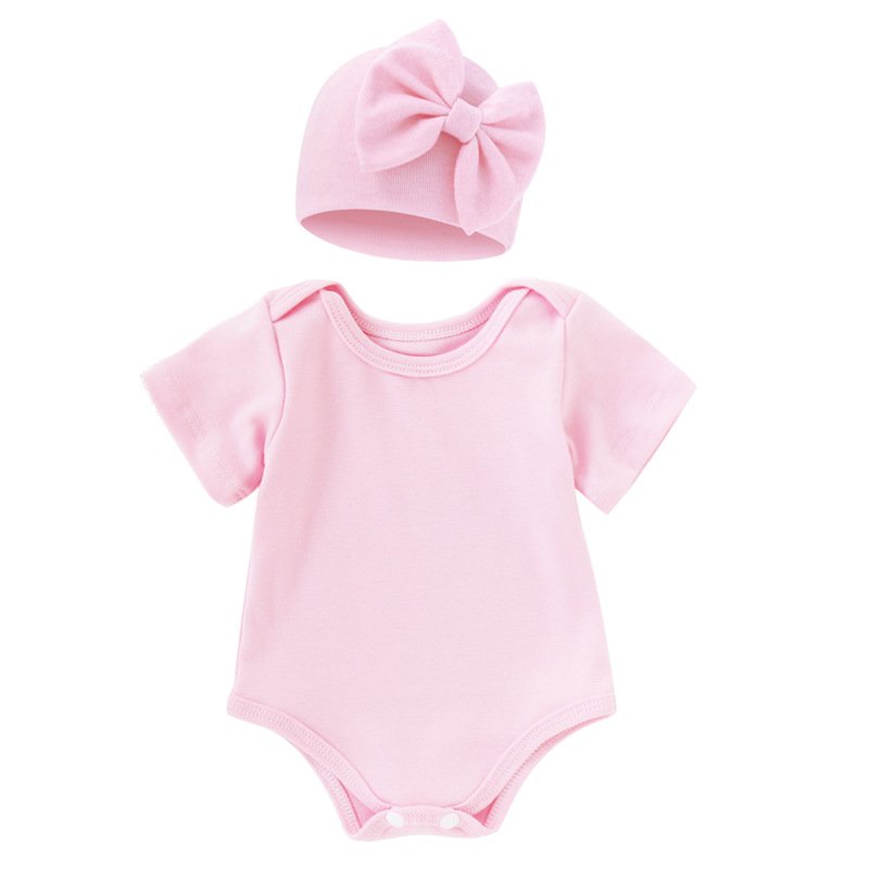 Baby jumpsuit summer short-sleeved thin solid color baby girl jumpsuit premature baby bodysuit