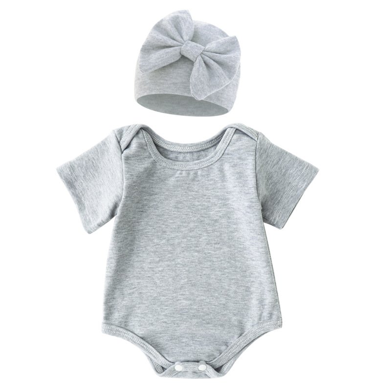 Baby jumpsuit summer short-sleeved thin solid color baby girl jumpsuit premature baby bodysuit