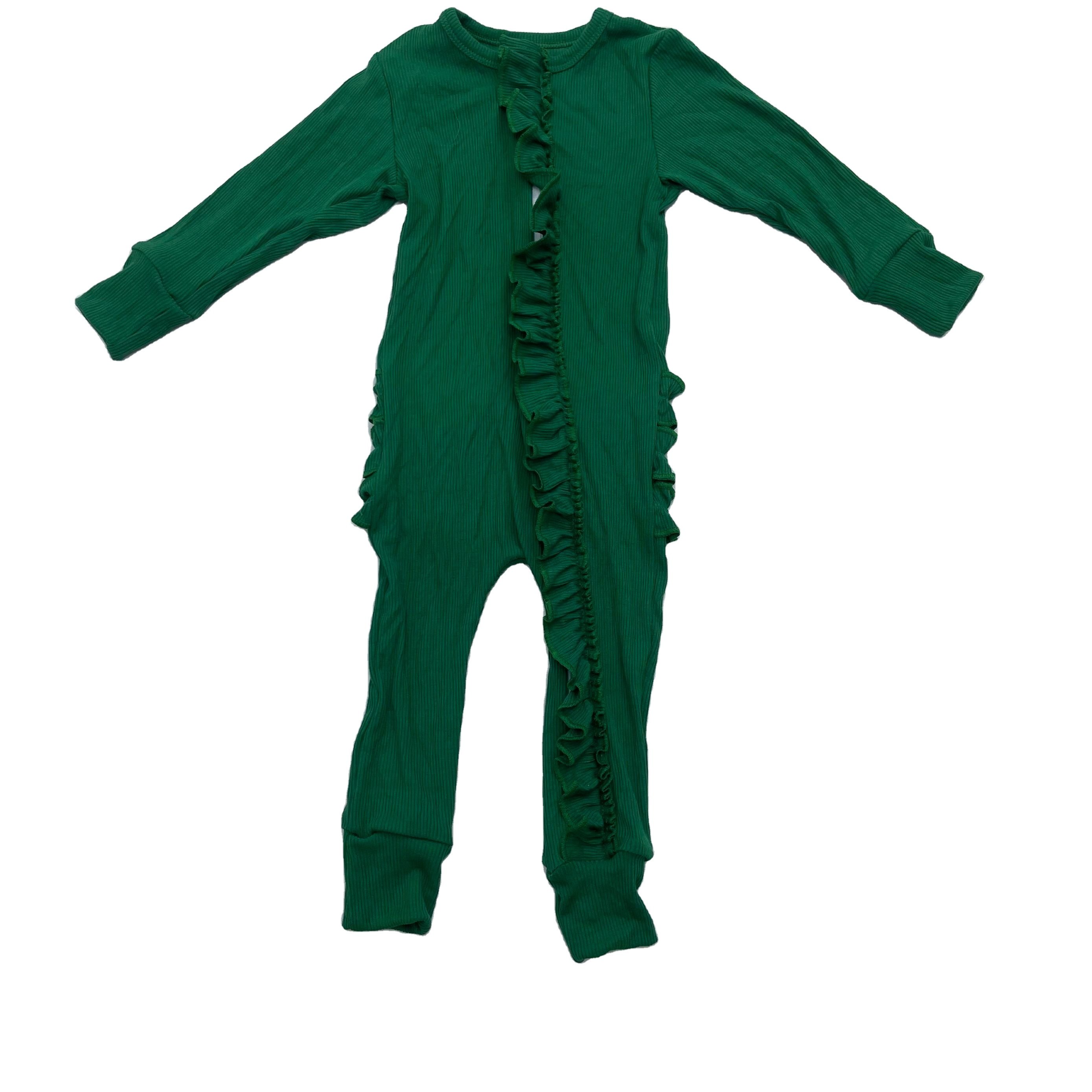 Qingli OEM Solid Color Waffle Baby Rompers Newborn Baby Clothes Girls Custom Onesie Zippy With Ruffle