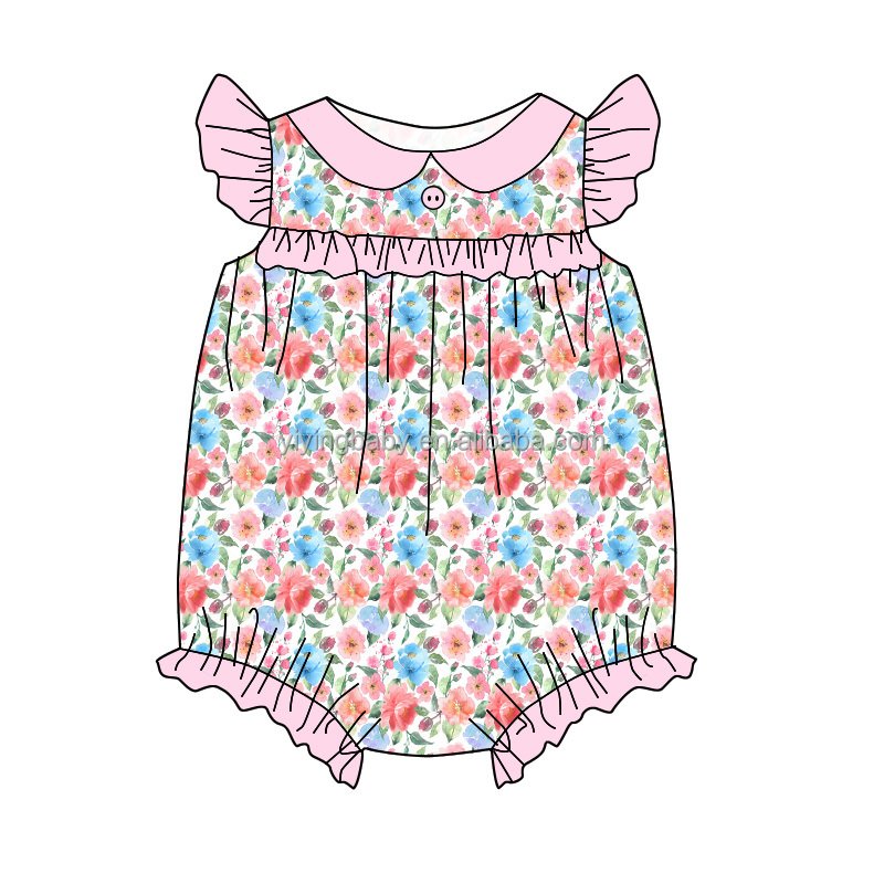 Baby boutique clothing custom newborn baby Onesies pearl sleeve baby romper wholesale clothing