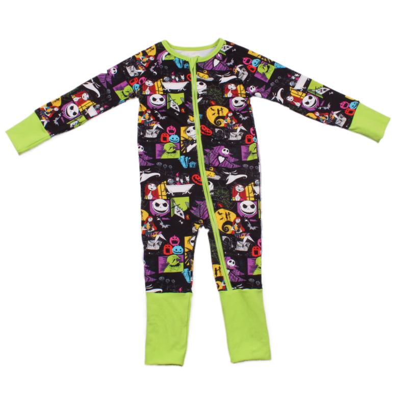 Baby Long Sleeve Zipper Romper with Special Halloween Style Made from 95% Terylene 5% Spandex for Baby Wear