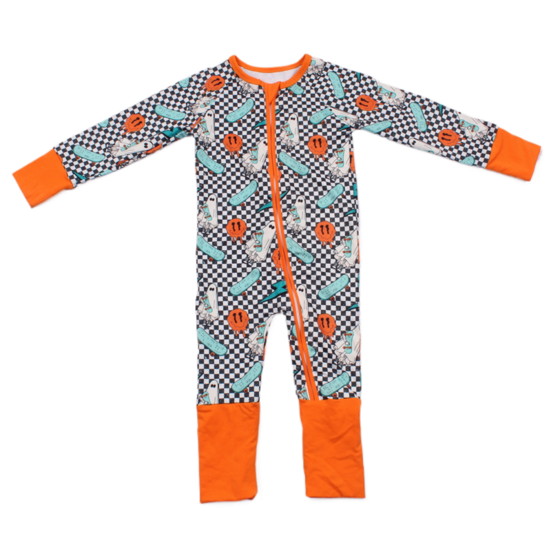 Baby Long Sleeve Zipper Romper with Special Halloween Style Made from 95% Terylene 5% Spandex for Baby Wear