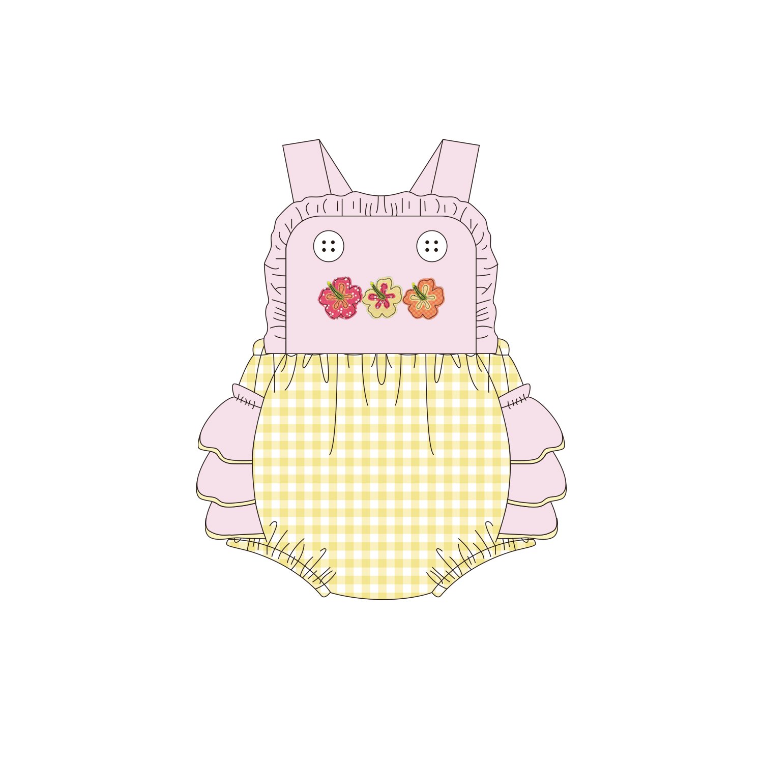 Wholesales Cotton Fabric Summer Custom Applique Boutique Newborn Kids Baby Rompers