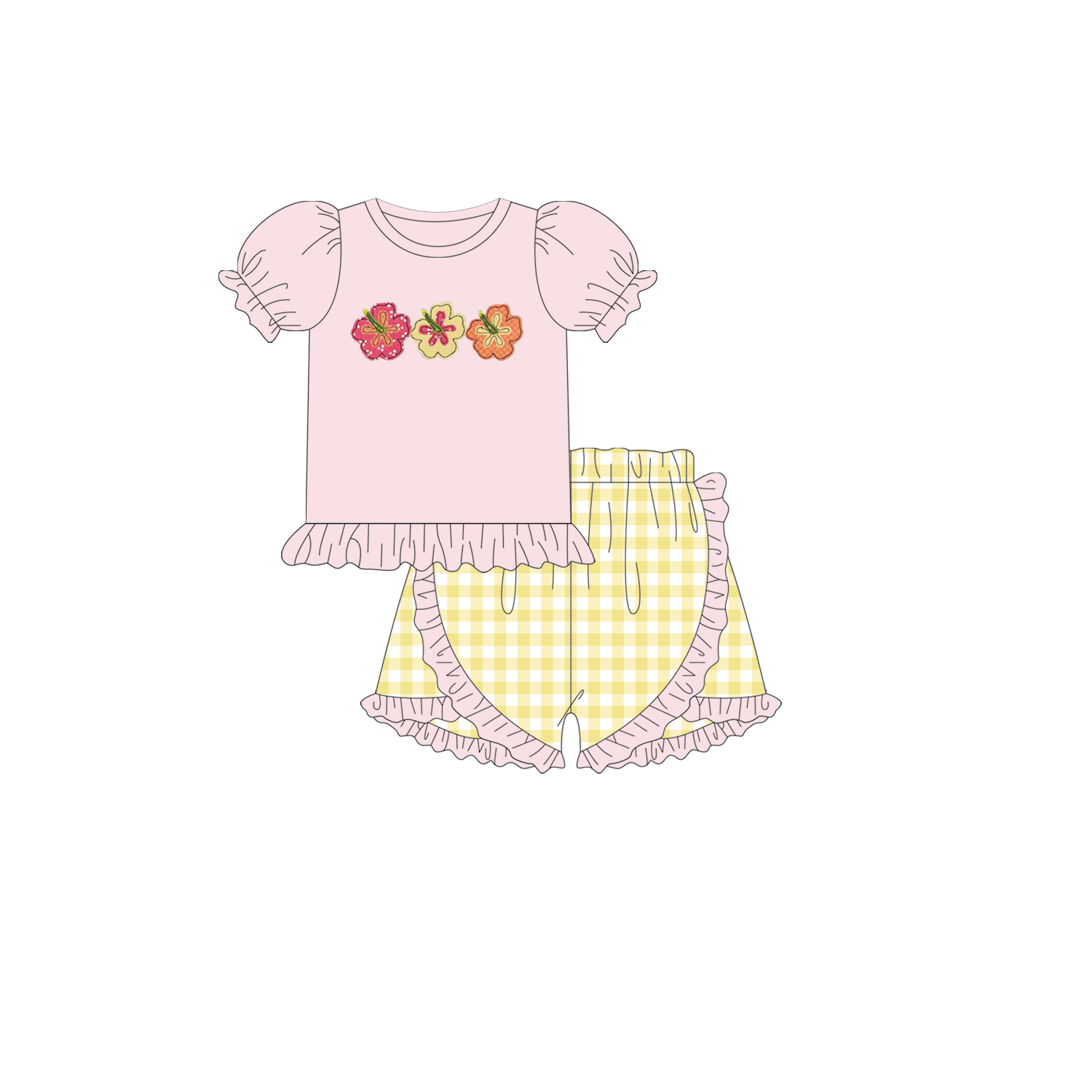 Wholesales Cotton Fabric Summer Custom Applique Boutique Newborn Kids Baby Rompers