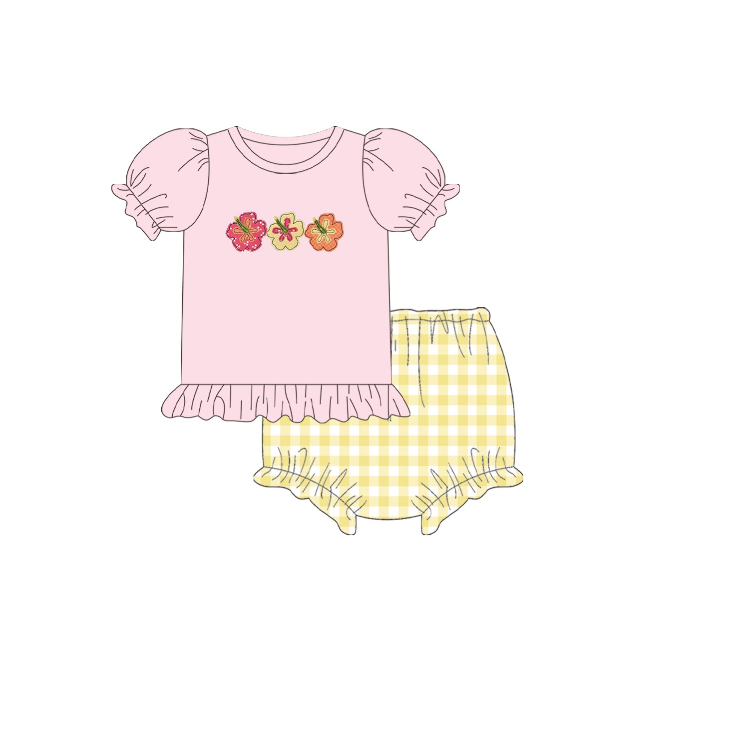 Wholesales Cotton Fabric Summer Custom Applique Boutique Newborn Kids Baby Rompers