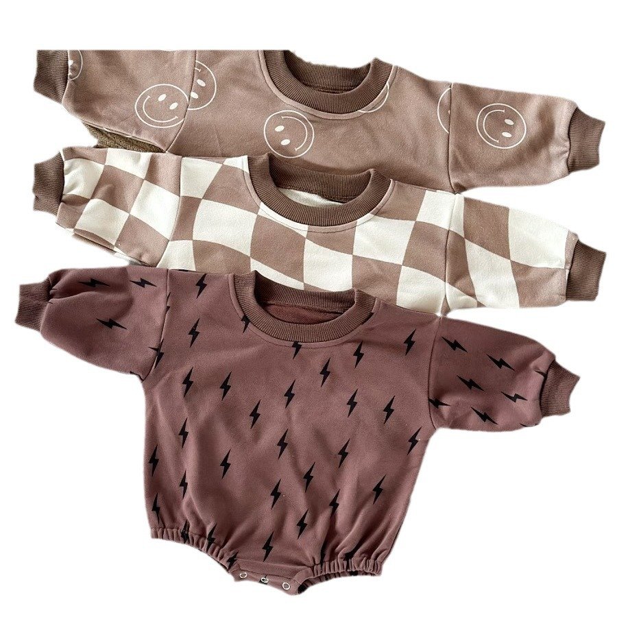 2024 Autumn new product baby romper newborn baby clothes pure cotton printed outerwear fashionable loose baby jumpsuit lbc