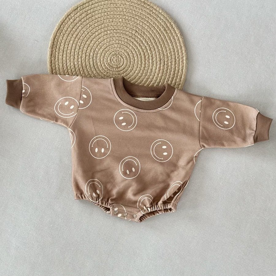 2024 Autumn new product baby romper newborn baby clothes pure cotton printed outerwear fashionable loose baby jumpsuit lbc
