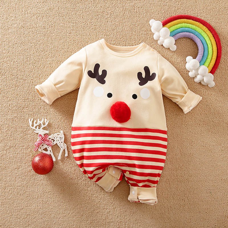 Wholesale Winter Knitted Christmas Baby Rompers Newborn Toddler Sweater Jumpsuits With Babies Santa Hats Clothing Sets
