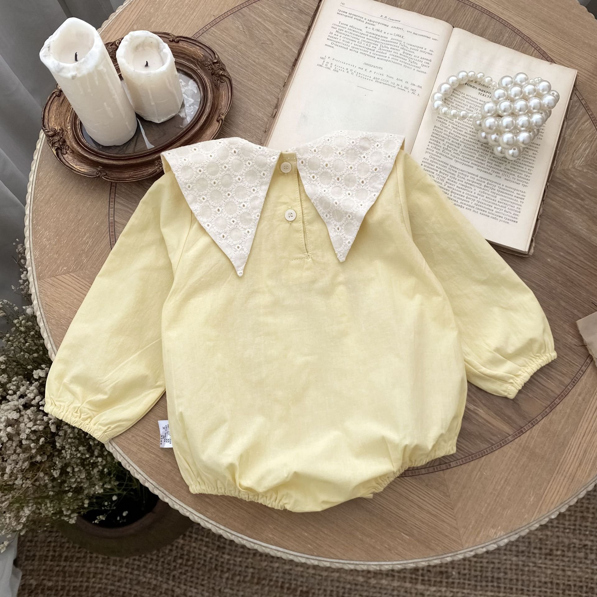21540 Wholesale newborn winter romper Baby Clothing Fashion Embroidery Lace Matching Color Long Sleeve Cotton Baby Rompers