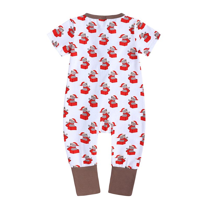 Wholesale Custom Christmas Romper Double Zipper Baby Jumpsuit fall And Winter Baby Romper