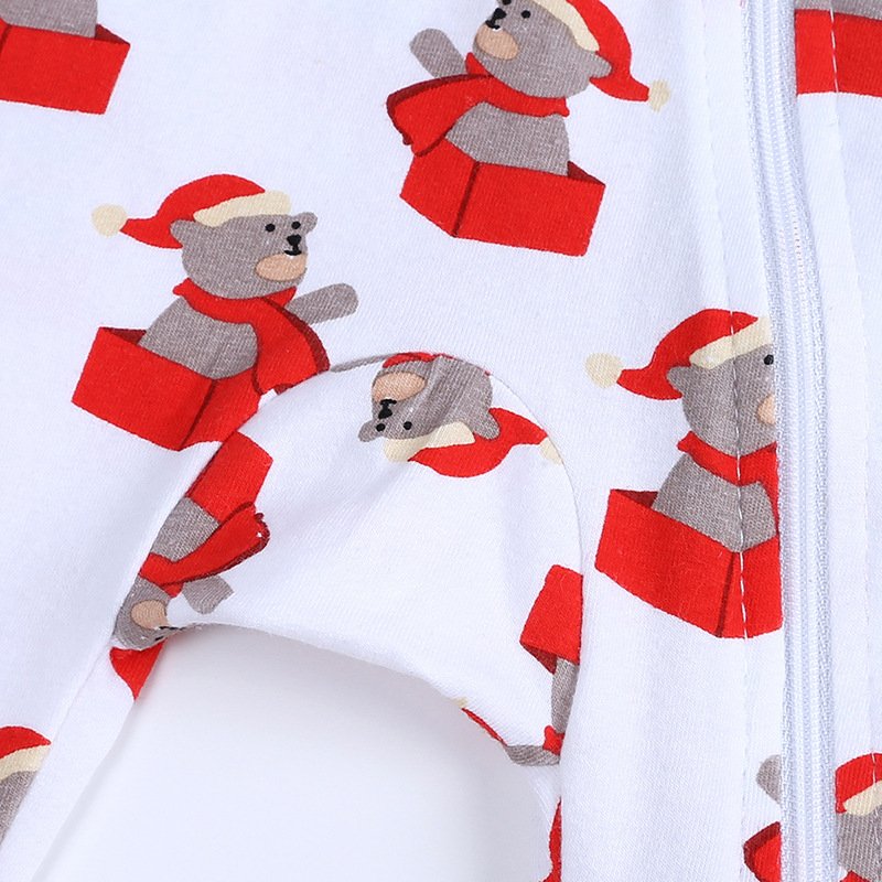 Wholesale Custom Christmas Romper Double Zipper Baby Jumpsuit fall And Winter Baby Romper