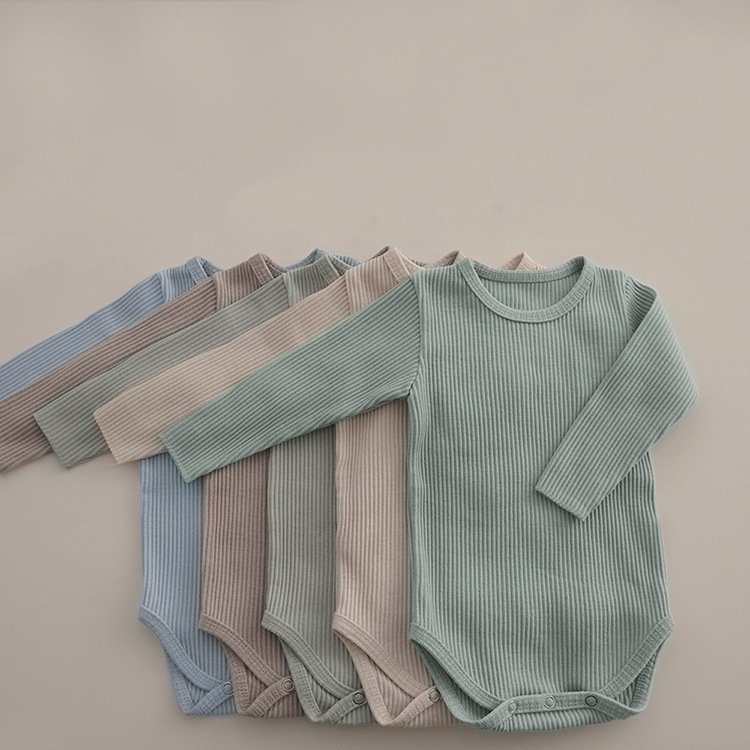 Custom Long Sleeve Short Ribbed Onesies Organic Cotton O Neck Bodysuit Baby Pajamas Romper organic cotton baby romper