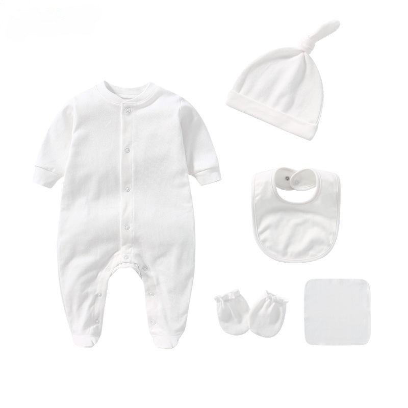 Wholesale Baby Organic Cotton Romper Set Baby Clothes Outfit Solid Cotton Baby Footie Pajamas Infant Climbing Suit