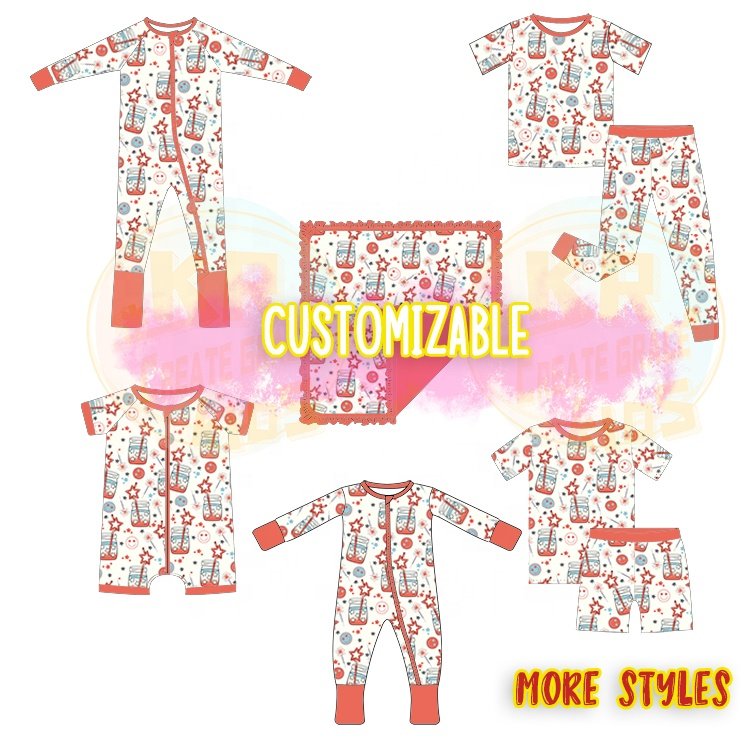 Wholesale Custom Print Kids Romper Newborn Jumpsuit Sleeper Wear Bamboo Fiber Zippy Folded Hands Feet Baby Toddles Pajamas
