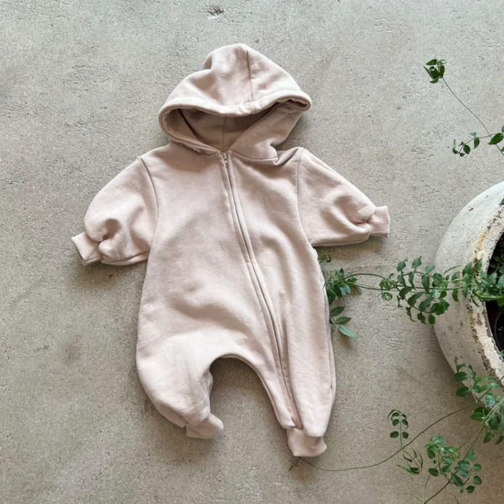 Spring Cotton Baby Warm Intensification Clothes Baby Boys Girls Cute Zipper Jumpsuit Newborn Autumn Infant Long Sleeve Hooded