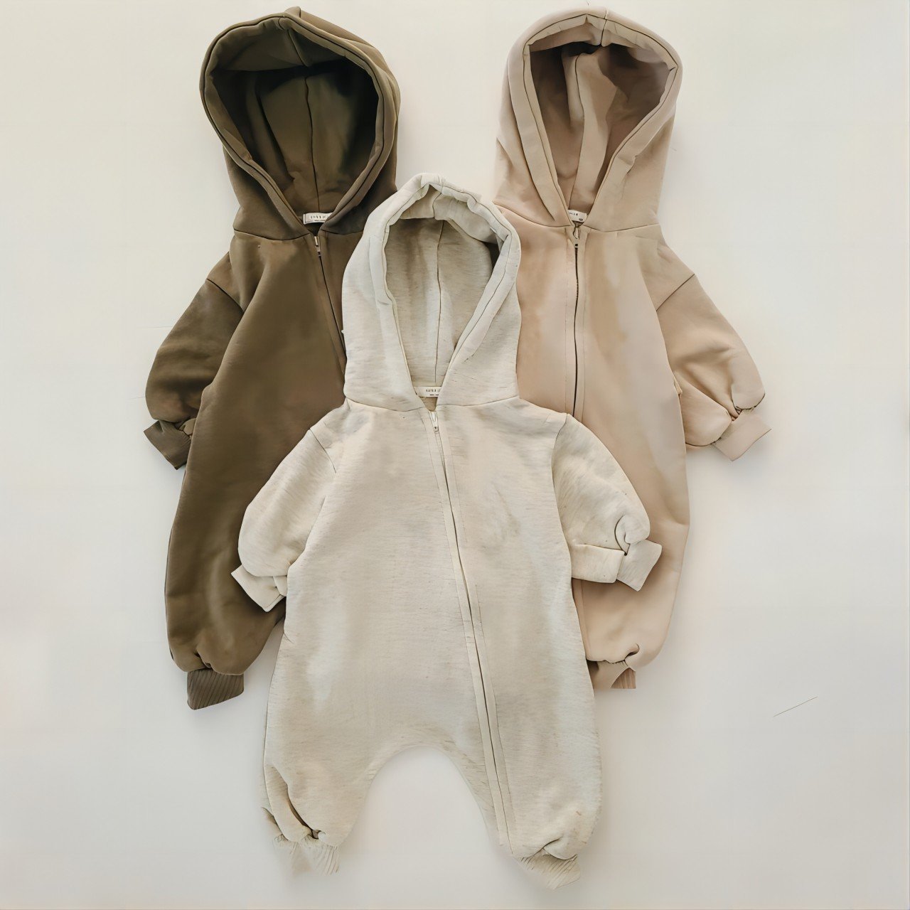 Spring Cotton Baby Warm Intensification Clothes Baby Boys Girls Cute Zipper Jumpsuit Newborn Autumn Infant Long Sleeve Hooded