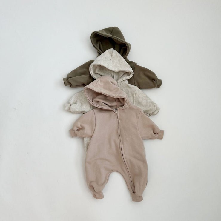 Spring Cotton Baby Warm Intensification Clothes Baby Boys Girls Cute Zipper Jumpsuit Newborn Autumn Infant Long Sleeve Hooded