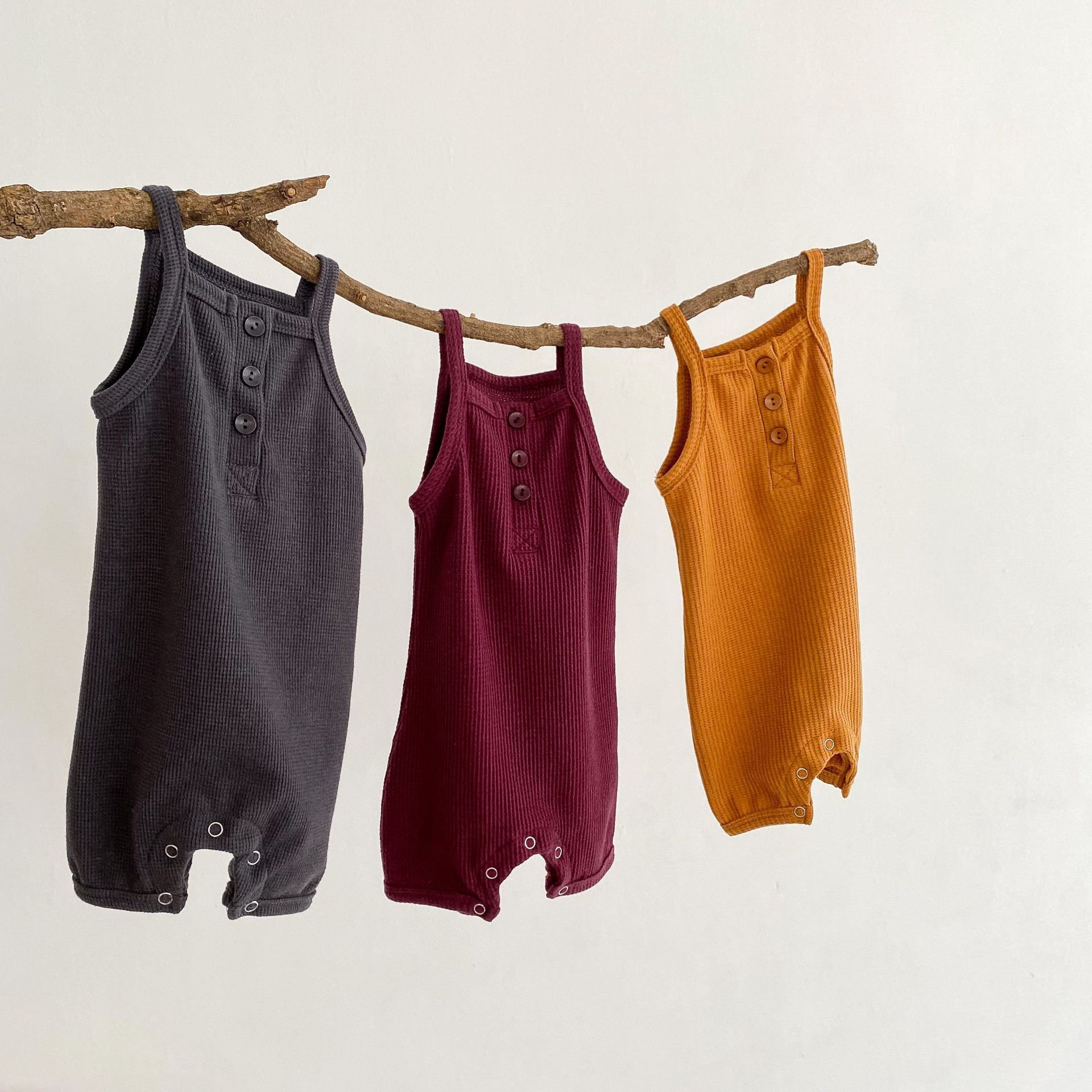 wholesale Baby Bodysuits Cotton solid Camisole Sleeveless chunky strap onesie Tank Top Clothes Outfit girl romper