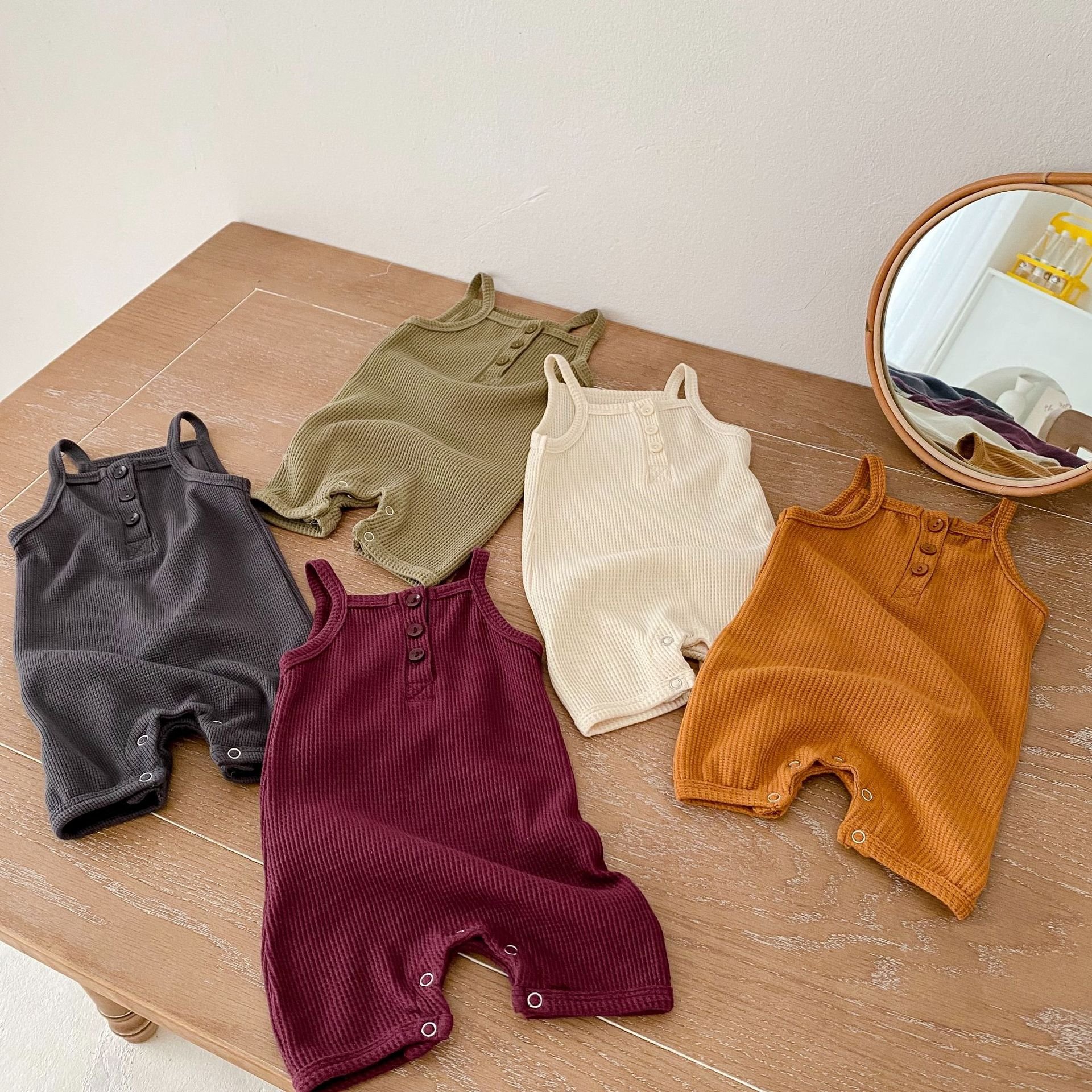 wholesale Baby Bodysuits Cotton solid Camisole Sleeveless chunky strap onesie Tank Top Clothes Outfit girl romper