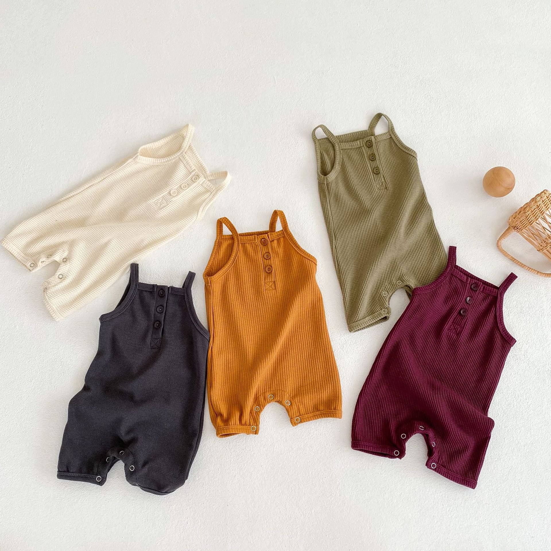 wholesale Baby Bodysuits Cotton solid Camisole Sleeveless chunky strap onesie Tank Top Clothes Outfit girl romper