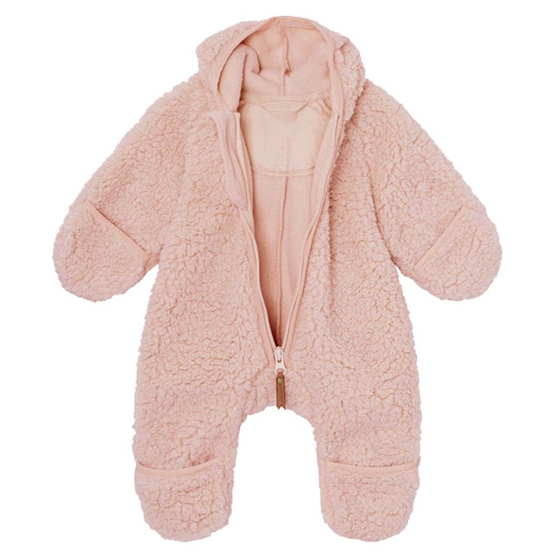 Lamb hair baby romper eco friendly teddy fleece baby jumpsuit sustainable custom Lamb hair baby romper two way zip sleepsuit