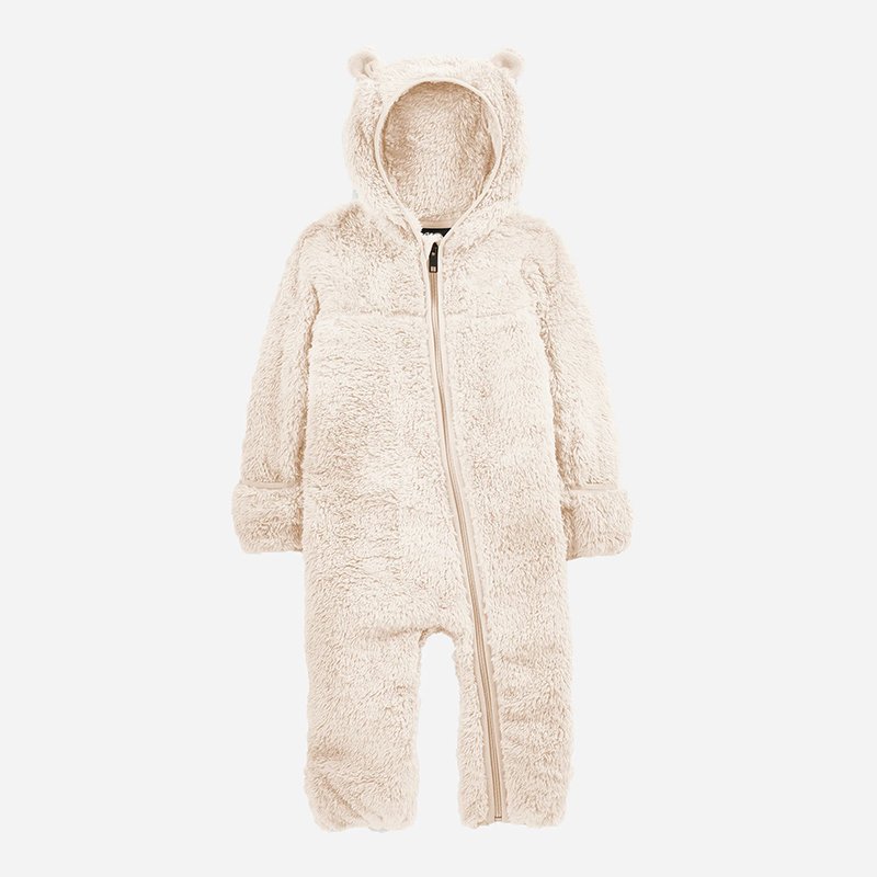 Lamb hair baby romper eco friendly teddy fleece baby jumpsuit sustainable custom Lamb hair baby romper two way zip sleepsuit