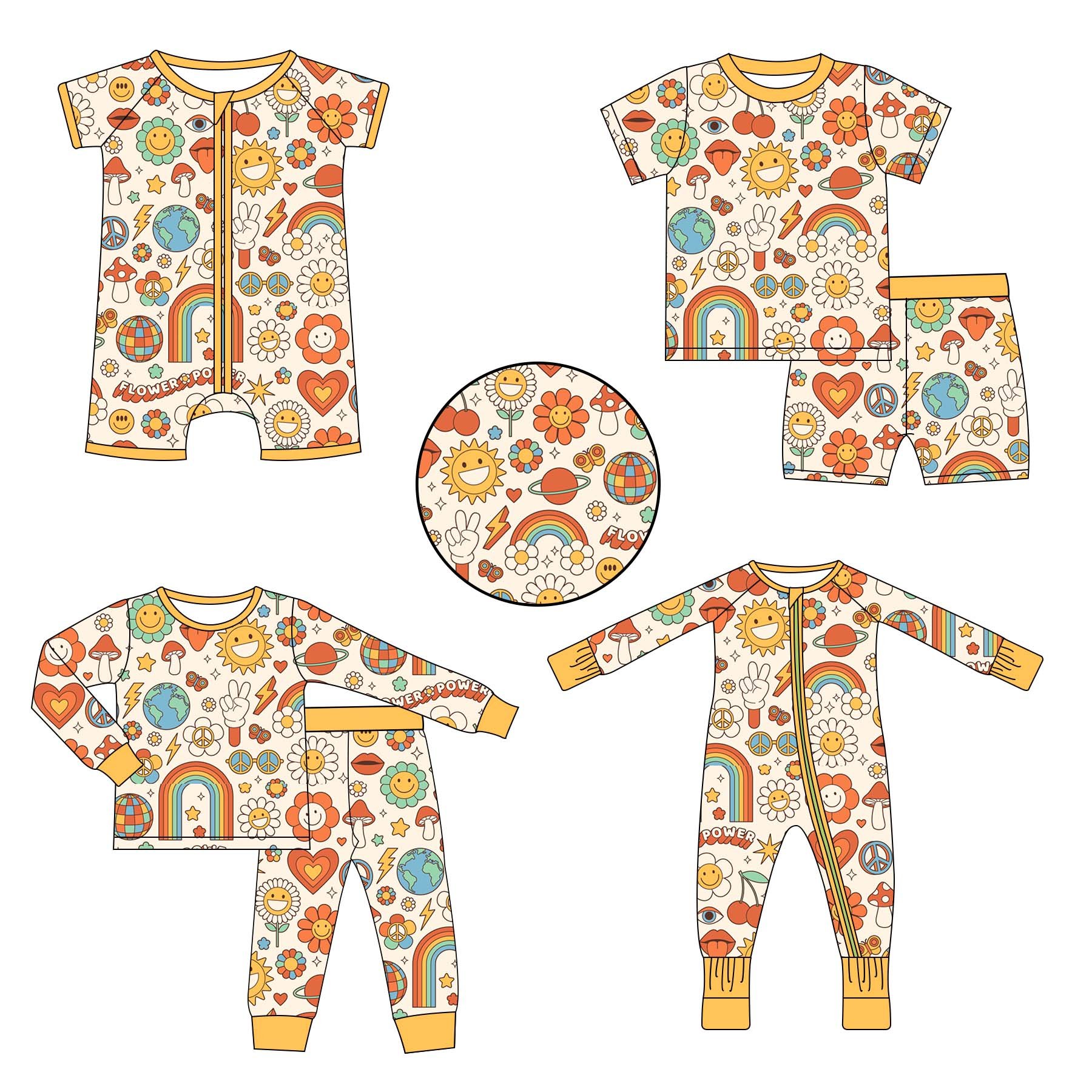 Custom print Newborn Children Bamboo Baby Clothes Kids Bamboo Viscose Double Way Zipper Baby Pajamas Bamboo Baby Romper
