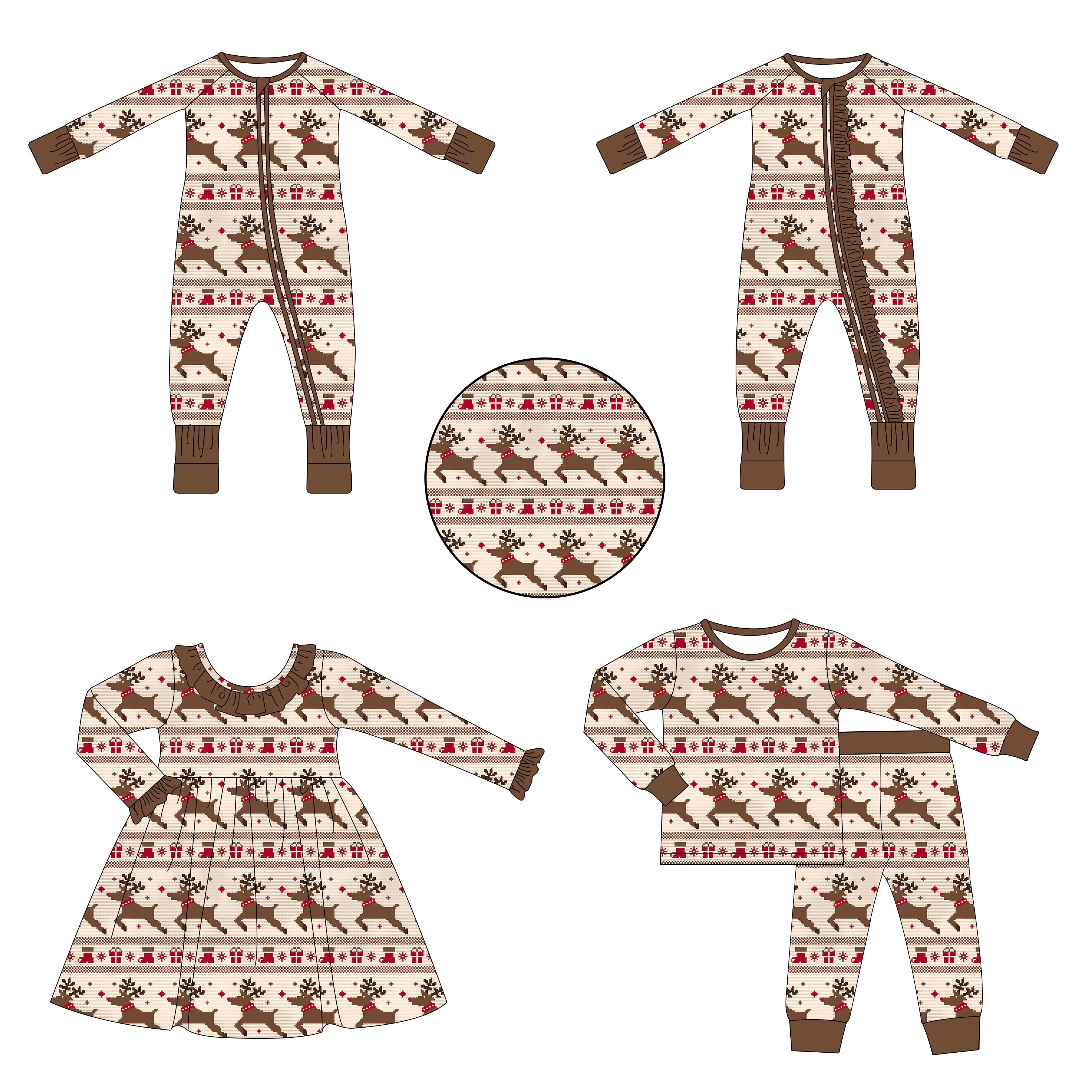 Christmas Trade Festival Custom Organic Bamboo Clothing Zip Baby Rompers Wholesale Baby Boy's And Girls' Winter Baby Rompers